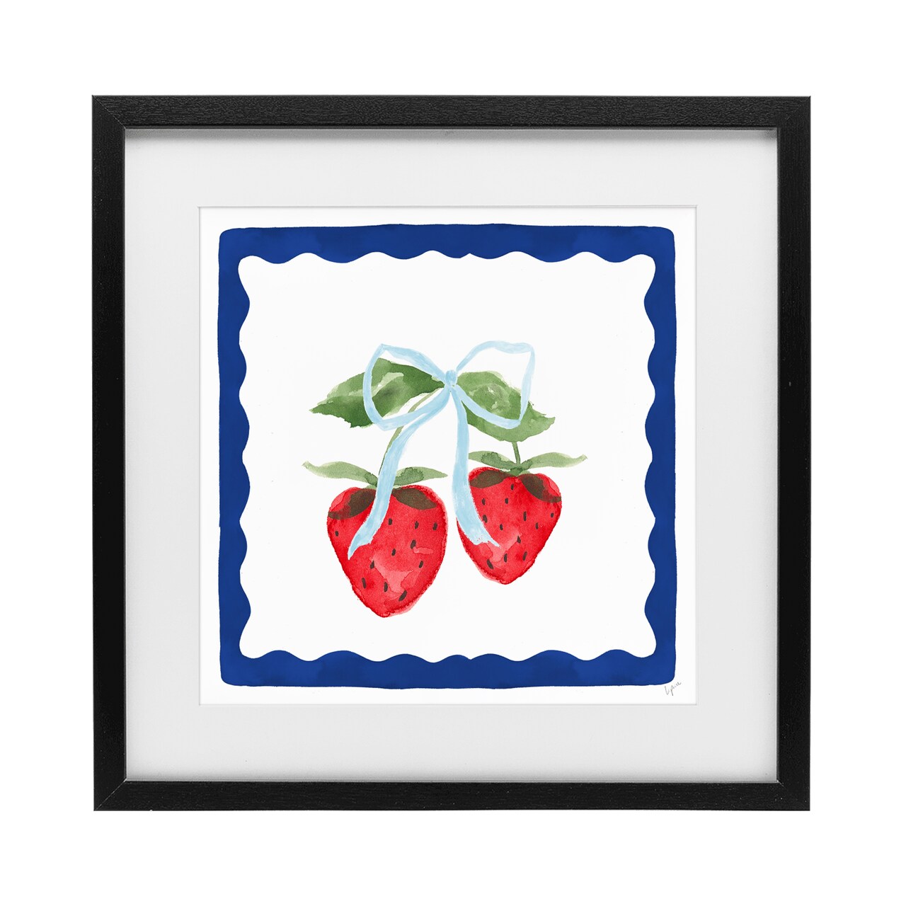 Stupell Industries Summer Bordered Strawberries Framed Print Under Glass, design by Lucille Price